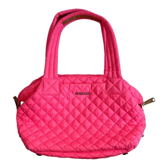 MZ WALLACE Neon Pink Sutton Deluxe Medium Quilted Tote Bag - Picture 2 of 11